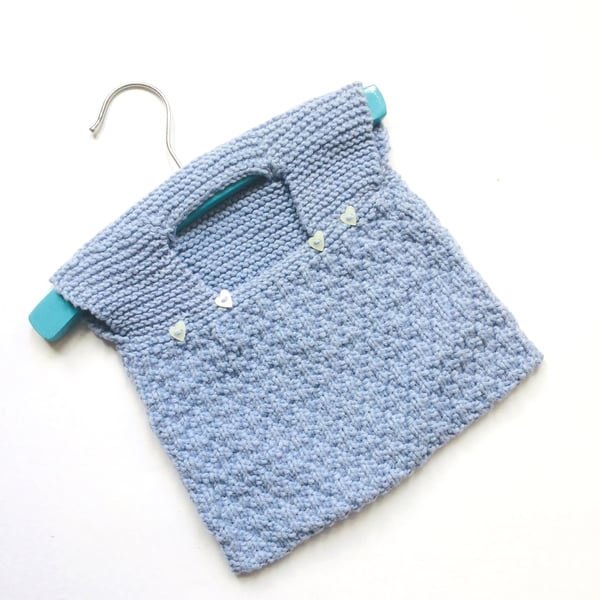 Cotton Peg Bag , hand knitted in light blue cotton  