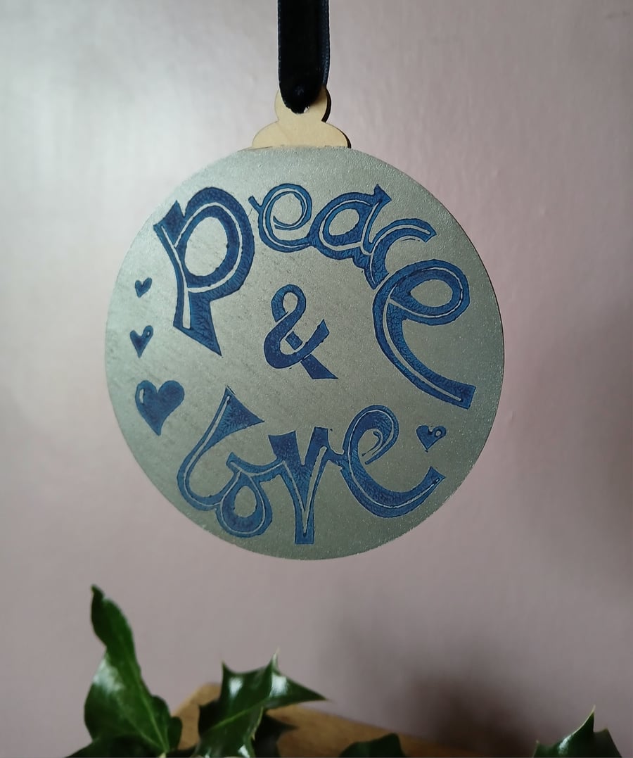 Festive Bauble Decoration, 2D, Blue and Silver