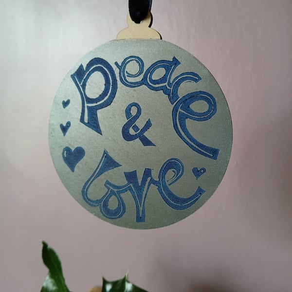 Festive Bauble Decoration, 2D, Blue and Silver