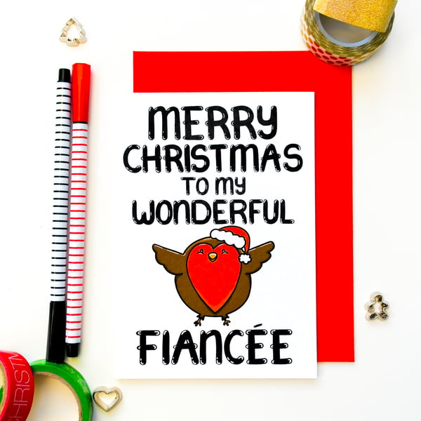 Christmas Card for Fiancee Merry Christmas to my Wonderful Fiancée  