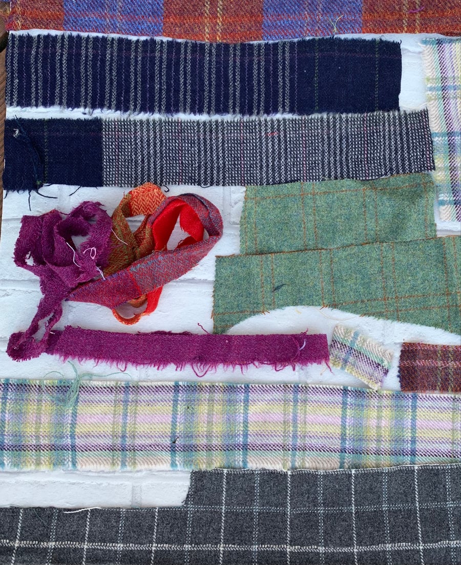 Fabric scraps of Scottish tweed 