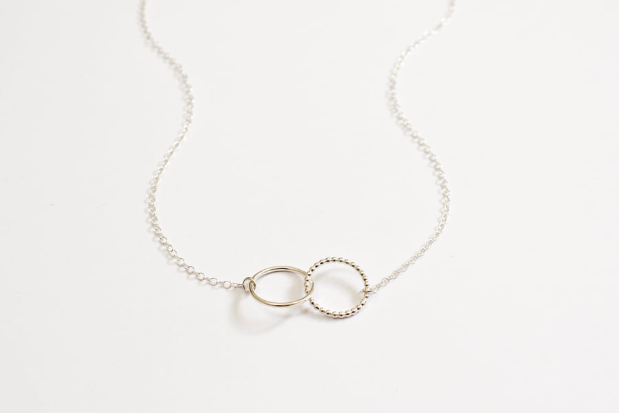 Spirit necklace, circle necklace, silver circle, interlinking rings