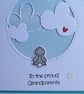 Grandparents Card - Rabbit With Clouds - Aqua - Image 2
