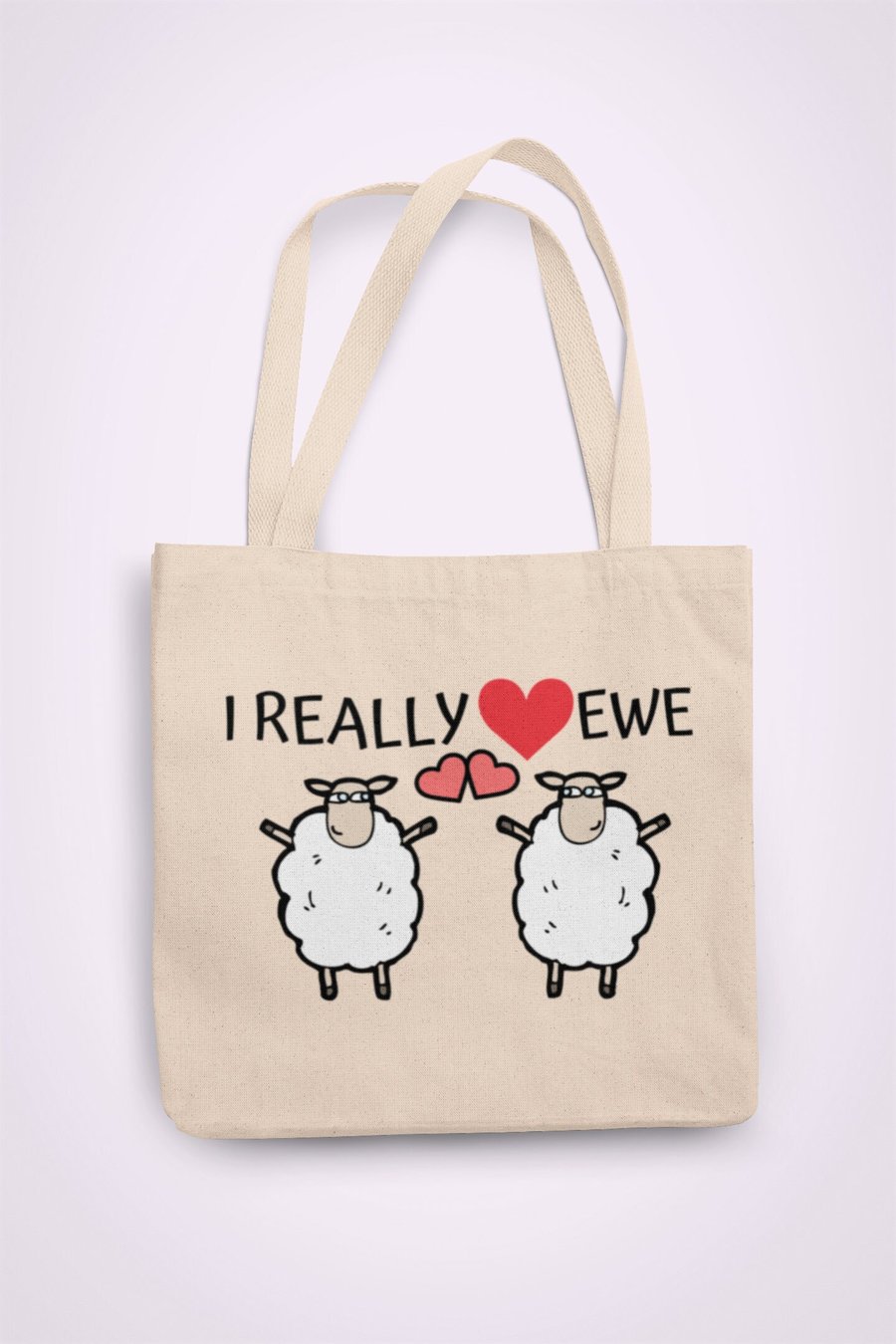 I Really Love Ewe Tote Bag shopping bag - valentines gift present - Wool theme