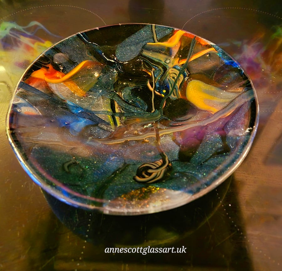 Handmade Fused Glass "Deep into Midnight" Bowl