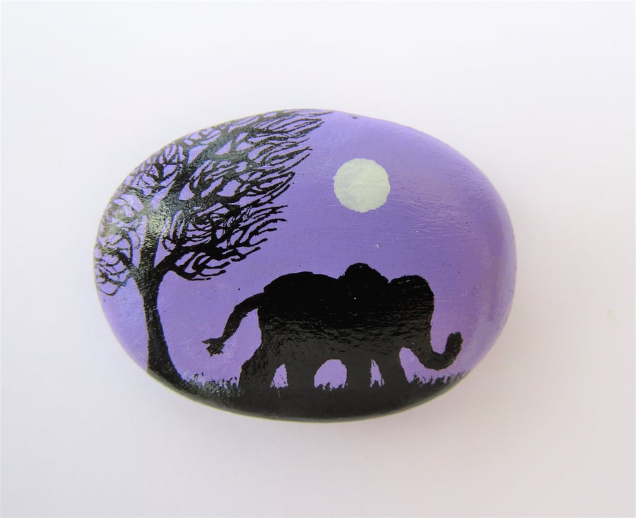 Elephant Magnet, Painted Rock, Stone Art, Elephant Gift, Hand Painted Pebble