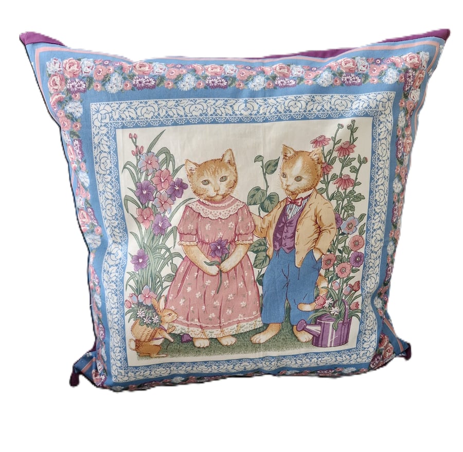 Kitsch Ginger cats looking like Mum & Dad handmade 45cm cushion with new pad