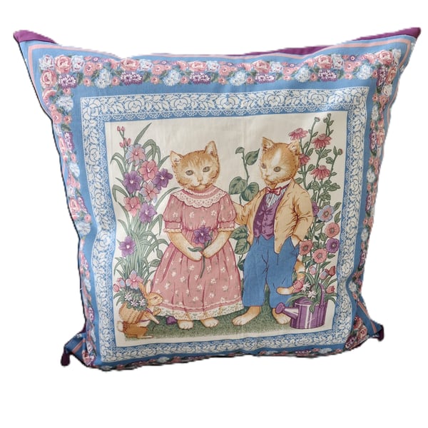 Kitsch Ginger cats looking like Mum & Dad handmade 45cm cushion with new pad