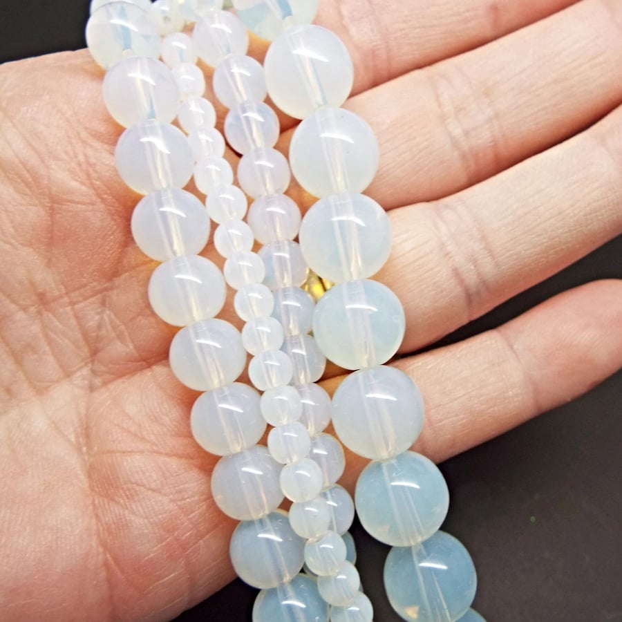 Opalite Beads 4mm Round, Synthetic White Jewellery Making Supplies