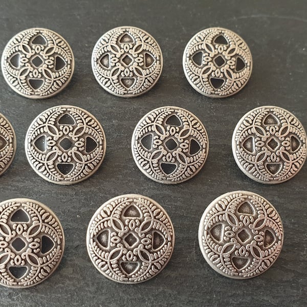 15mm, 21mm Italian Made Suit Buttons Antique Silver