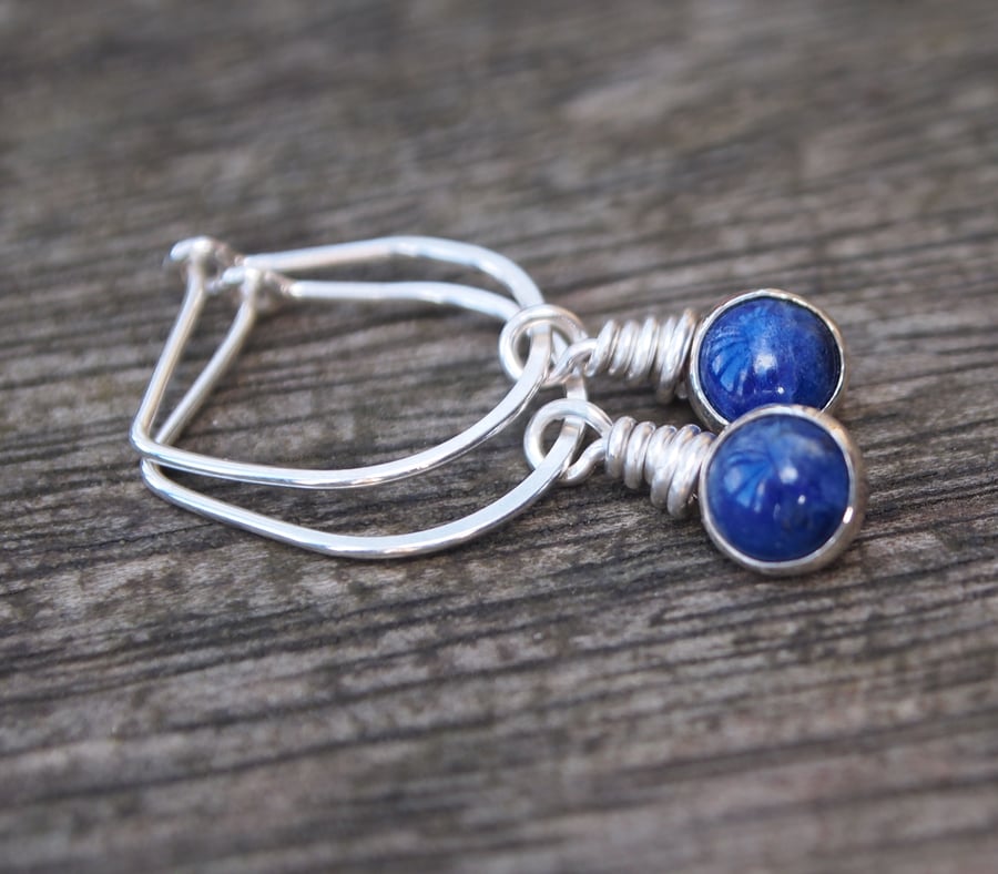 Blue sodalite sterling silver dangle drop earrings, handmade gift