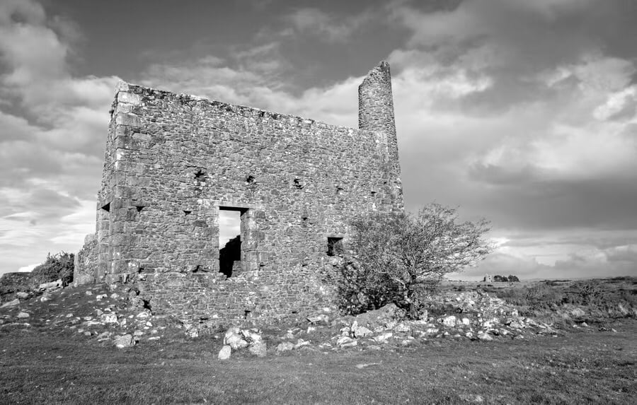 Engine House, Minions, Bodmin Moor, Cornwall - black & white photo print