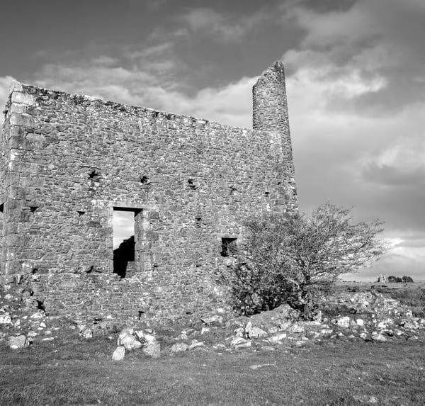 Engine House, Minions, Bodmin Moor, Cornwall - black & white photo print