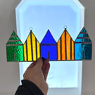 Stained Glass Suncatcher Beach Huts - Handmade Decoration - Multi