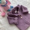Hand knitted ‘Lily’ Baby Girl’s Hoody (0-3 months)