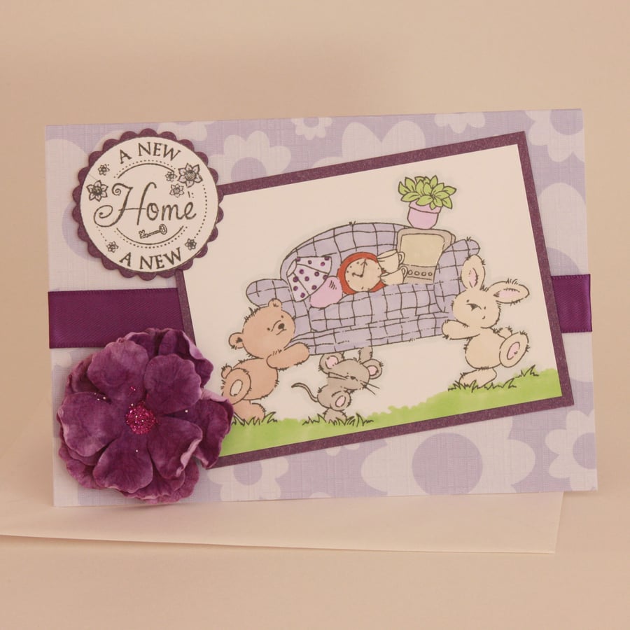 Cute animals new home card
