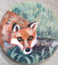 Wooden Coaster handpainted with a Red Fox