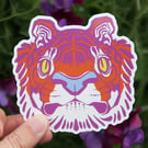Purple and Orange Tiger Die Cut Sticker