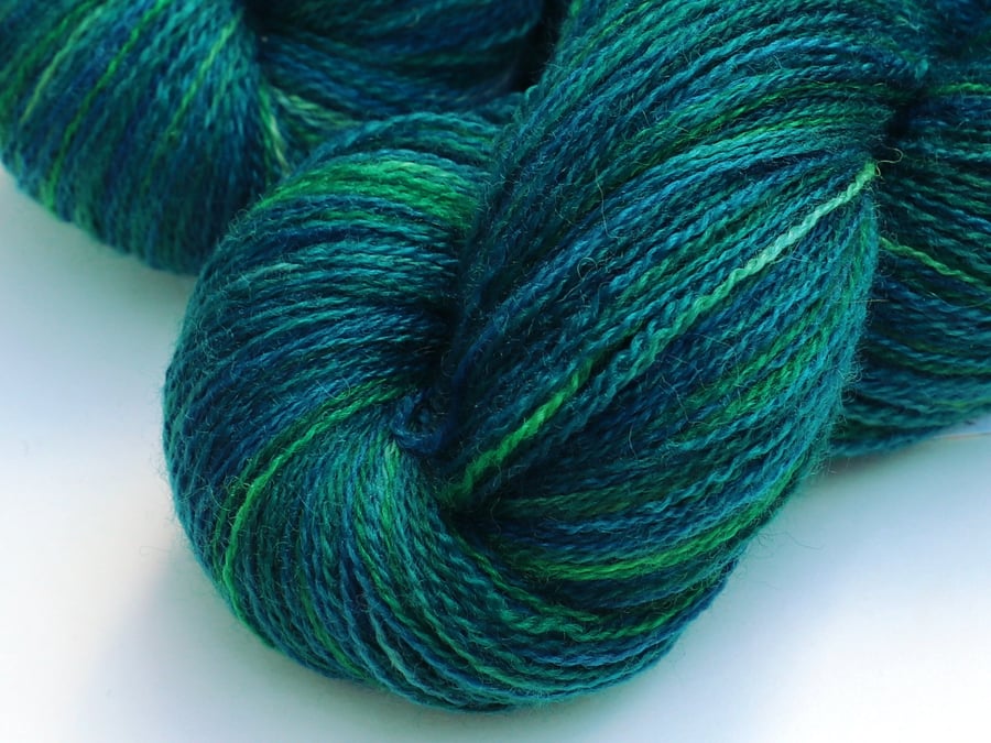 SALE: Teal Tales -  Superwash Bluefaced Leicester laceweight yarn