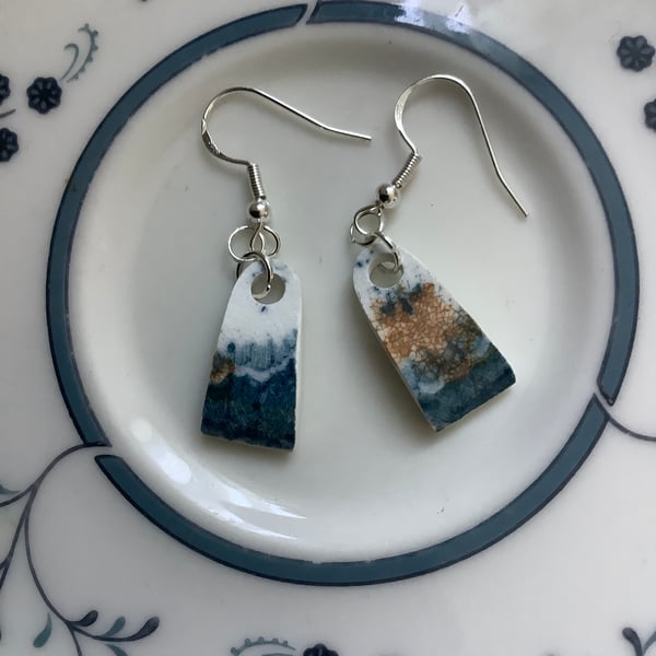 Handmade Ceramic Earrings One of a Kind Sterling Silver Eco Friendly Gifts