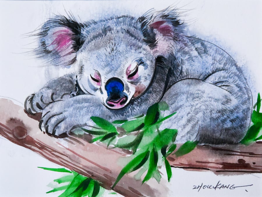 Koala Watercolour Painting – Original Still Life – Fun & Delightful