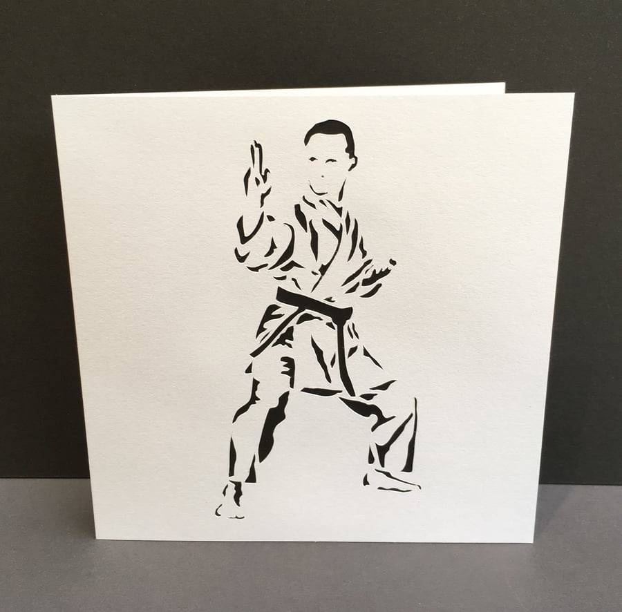 Karate Card - Judo Card - Papercut, Hand Cut Card - Handmade Greeting Card
