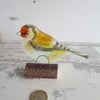 A Goldfinch on a Branch - Windowsill Decoration - Fused Glass Ornament - Bird