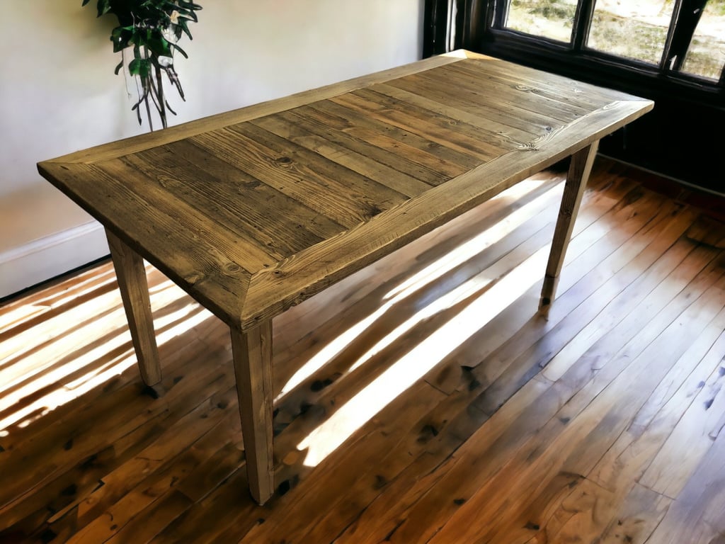 Pattern Dining Table, Farmhouse Table, Parquet table top, Brick Table Top THE OA