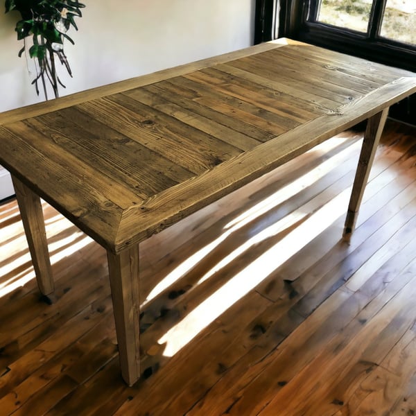Pattern Dining Table, Farmhouse Table, Parquet table top, Brick Table Top THE OA
