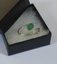 Sterling silver ring with leaf and green moss agate gemstone; adjustable size - Image 5