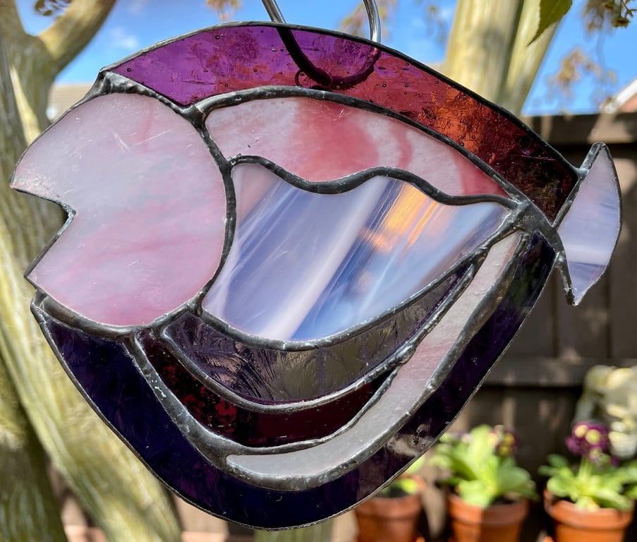 Stained glass Art Deco style fish