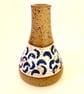 BLUE AND WHITE STONEWARE CERAMIC BUD VASE - Image 2