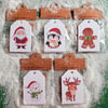 Hand glittered Christmas Tags, Christmas Characters, Pk of 5 Tags, String Inc.
