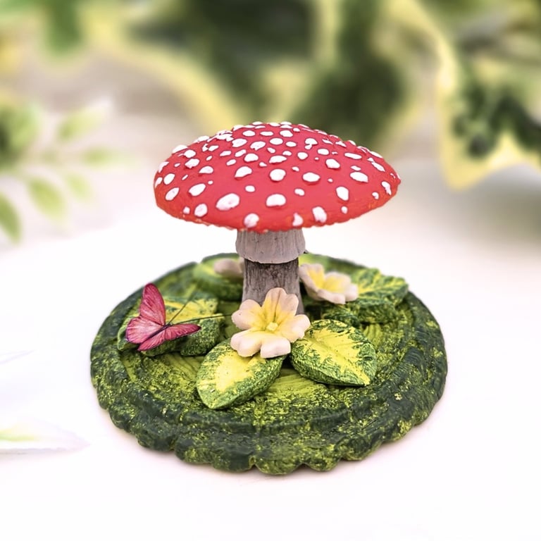 Red Mushroom or Toadstool Ornament with a Woodland and Cottagecore Theme