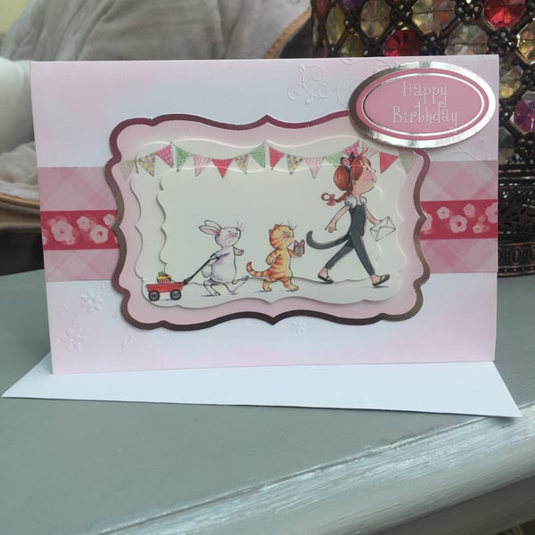 Let's go and celebrate happy birthday little girl card