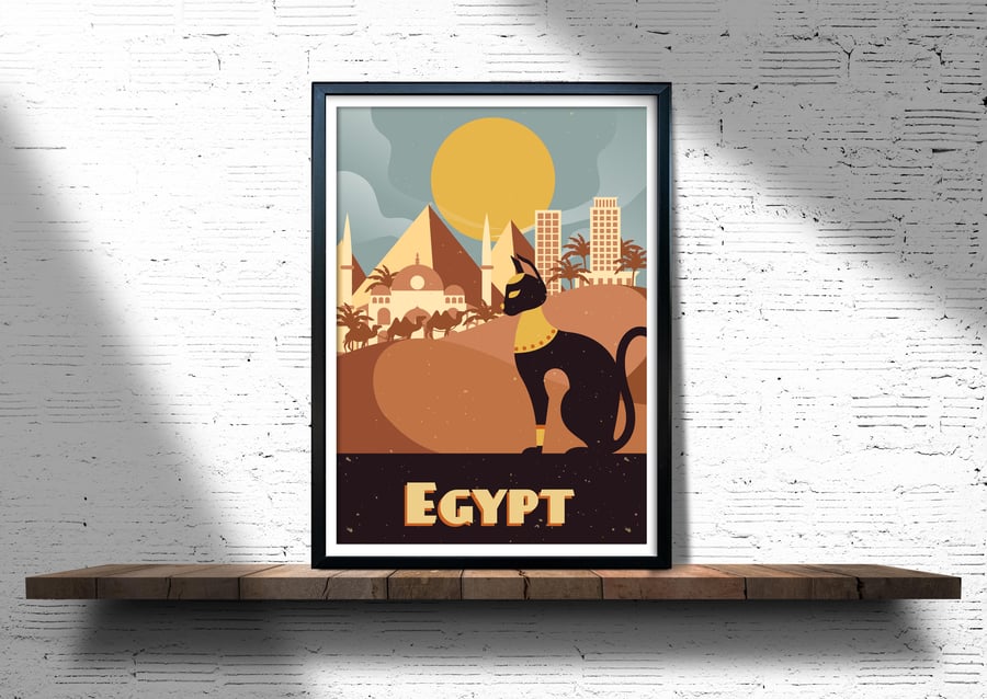 Egypt retro travel poster, Egypt wall print