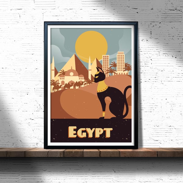 Egypt retro travel poster, Egypt wall print