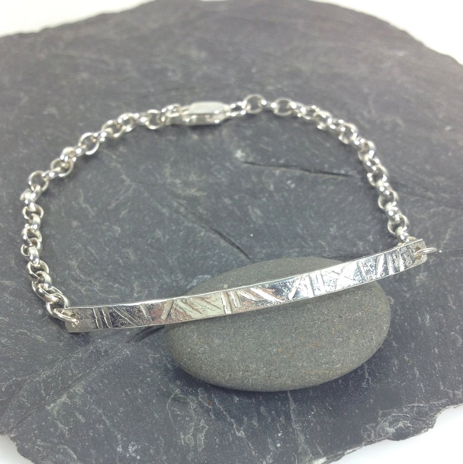 Sterling silver   bar bracelet, id style 