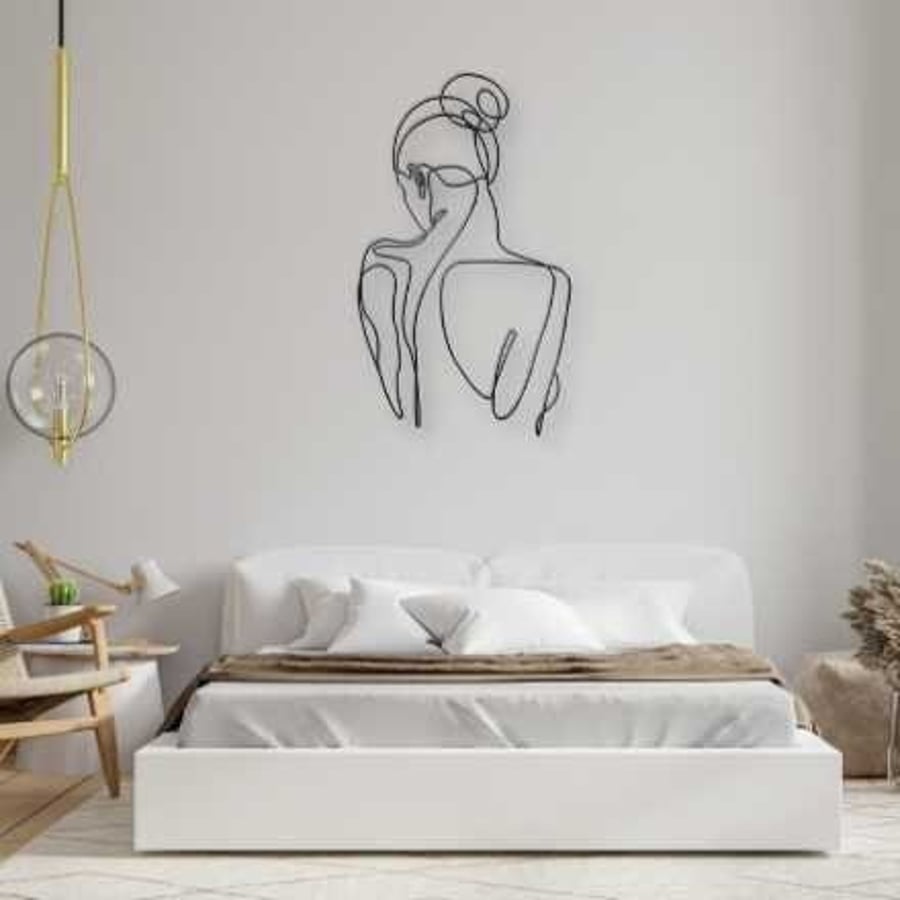 Lady Silhouette - Metal Wall Art, Beauty Room, Spa, Bedroom, Gift for her, Valen
