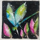 ACEO Original Dragonfly Watercolour 