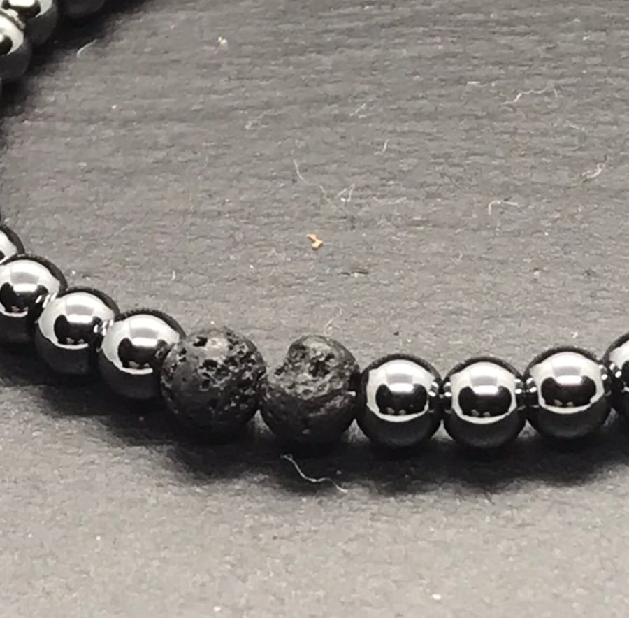 Black Hematite Lava diffuser bracelet