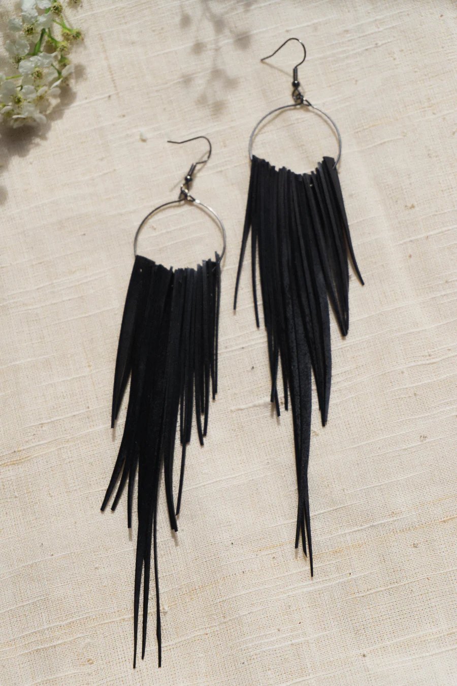 Long Tassel Earrings from Upcycled Bicycle Inner Tube 6"