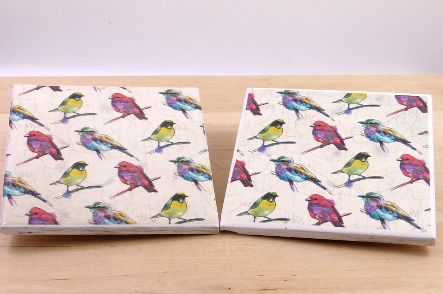 SALE - Ceramic Bird Coasters