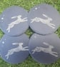 Celtic Hare Slate Coaster – Handmade Laser-Etched Celestial Design - Image 2