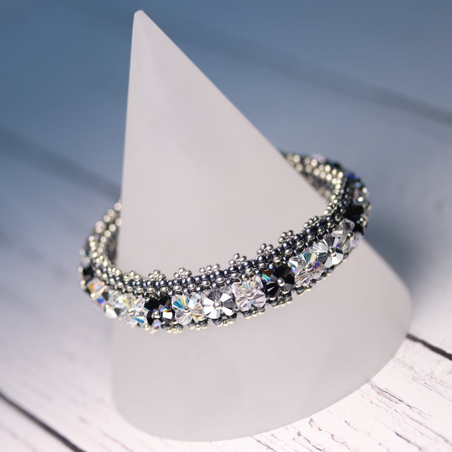 Sparkly Crystal Bracelet in Black and Silver 