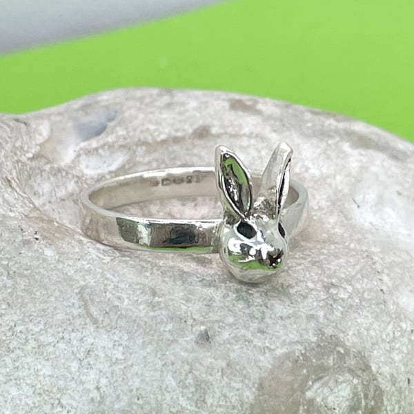 Fine silver rabbit ring