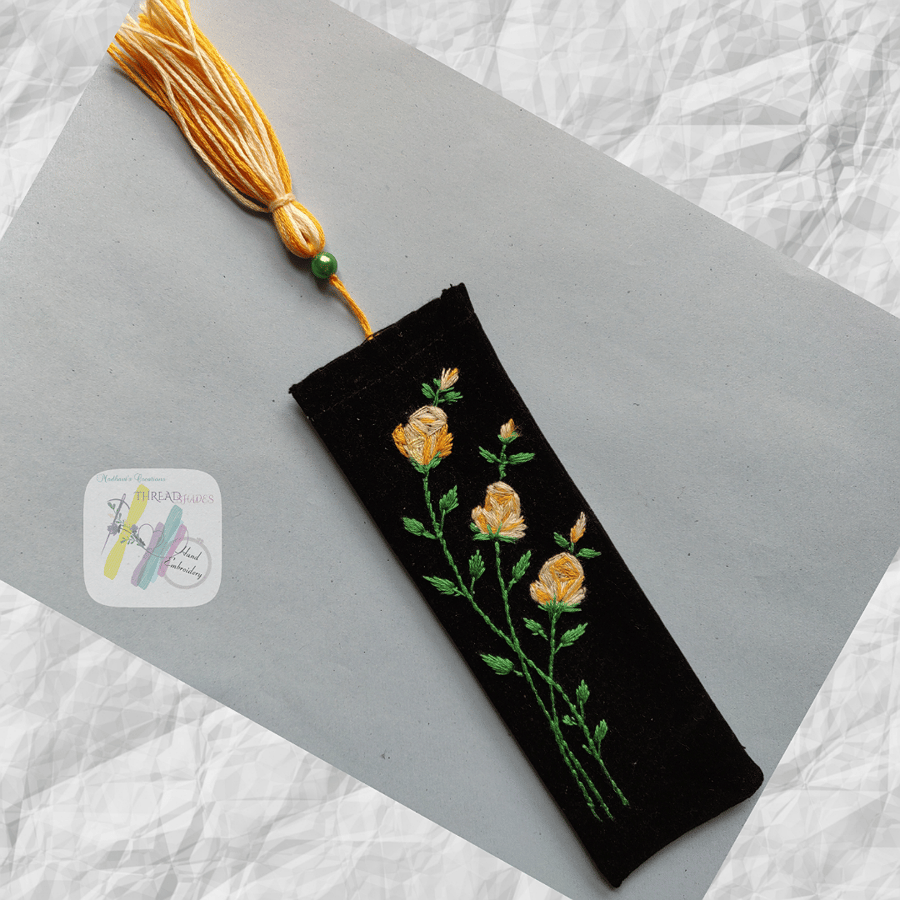 Hand embroidered bookmark