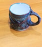 Pottery tree mug finished in blue and brown bark colour glazes - Image 2
