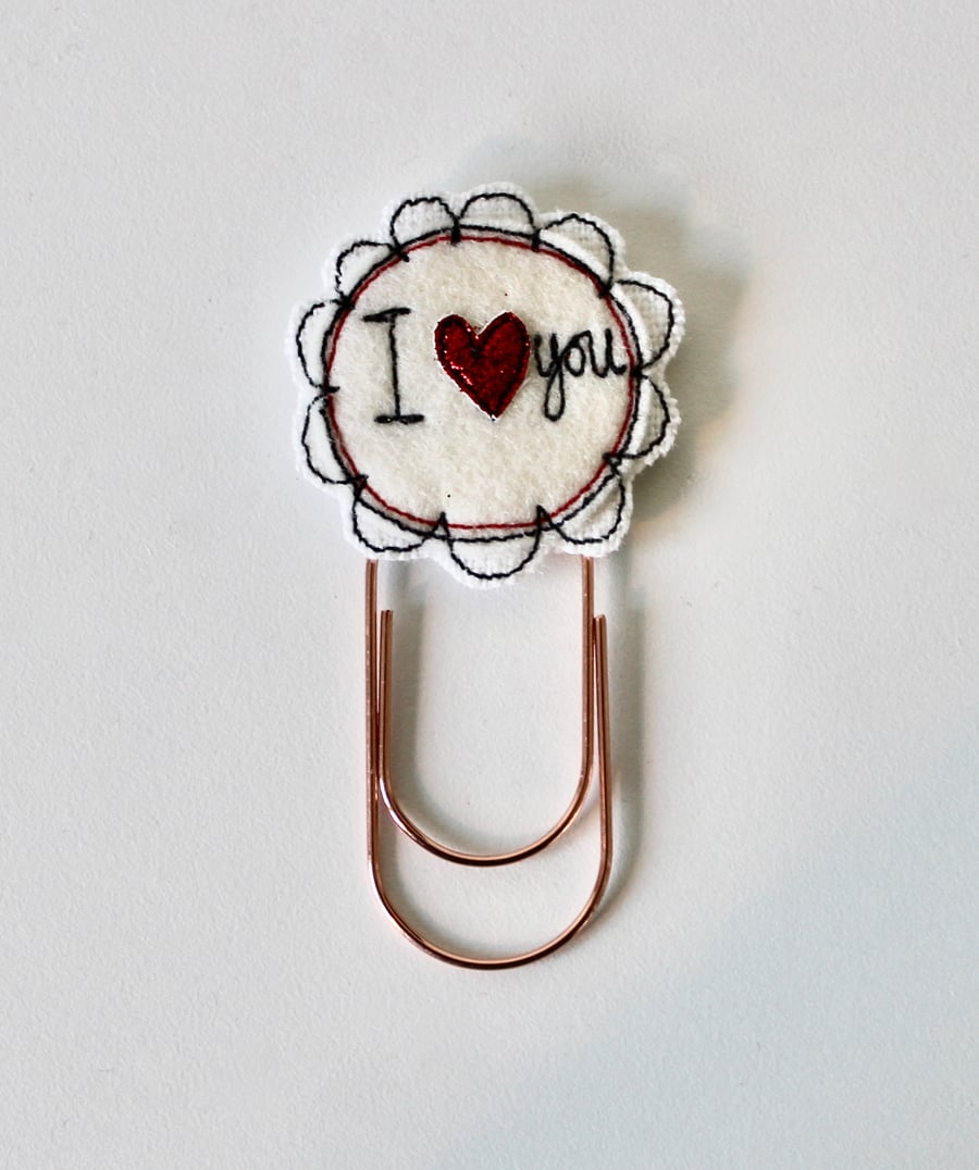'I Love You' - Handmade Bookmark