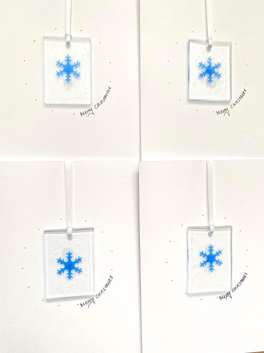 Fused glass Christmas card (with detachable snowflake decoration 